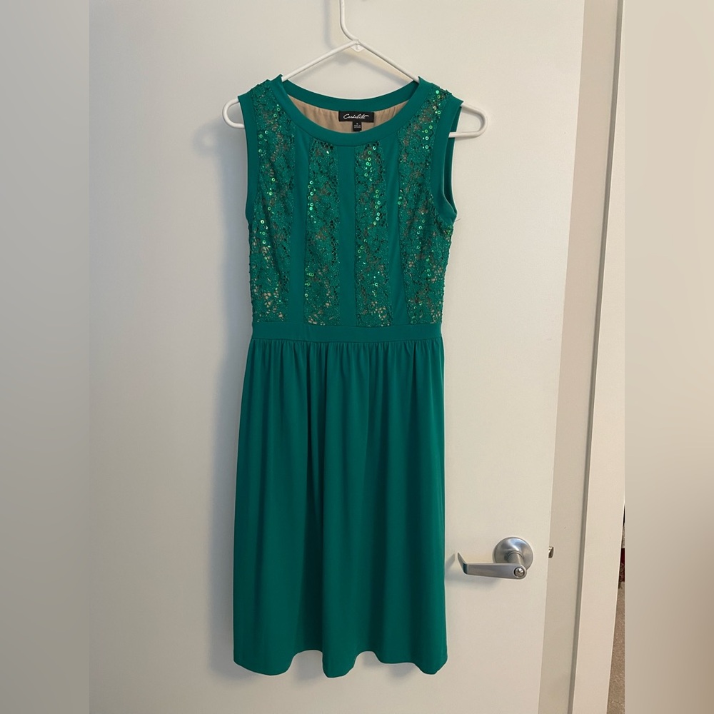 Chic Teal Sequin Midi Dress
